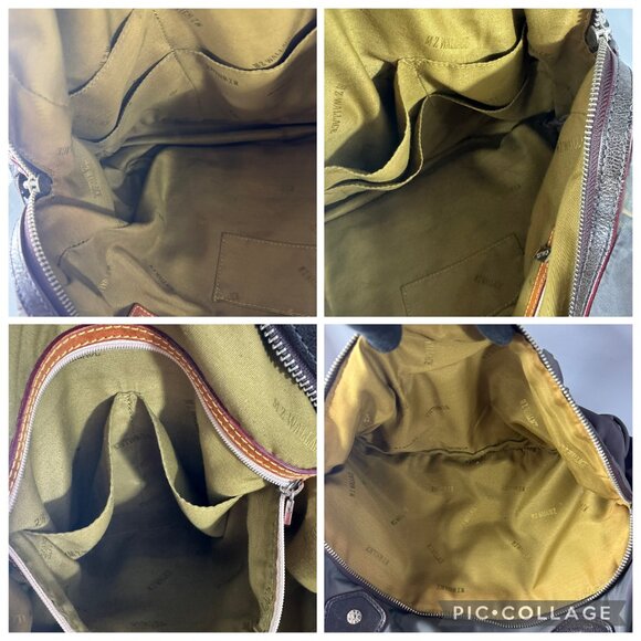 MZ Wallace Kate Gray Nylon Brown Leather Trim Shoulder Bag - Picture 13 of 14